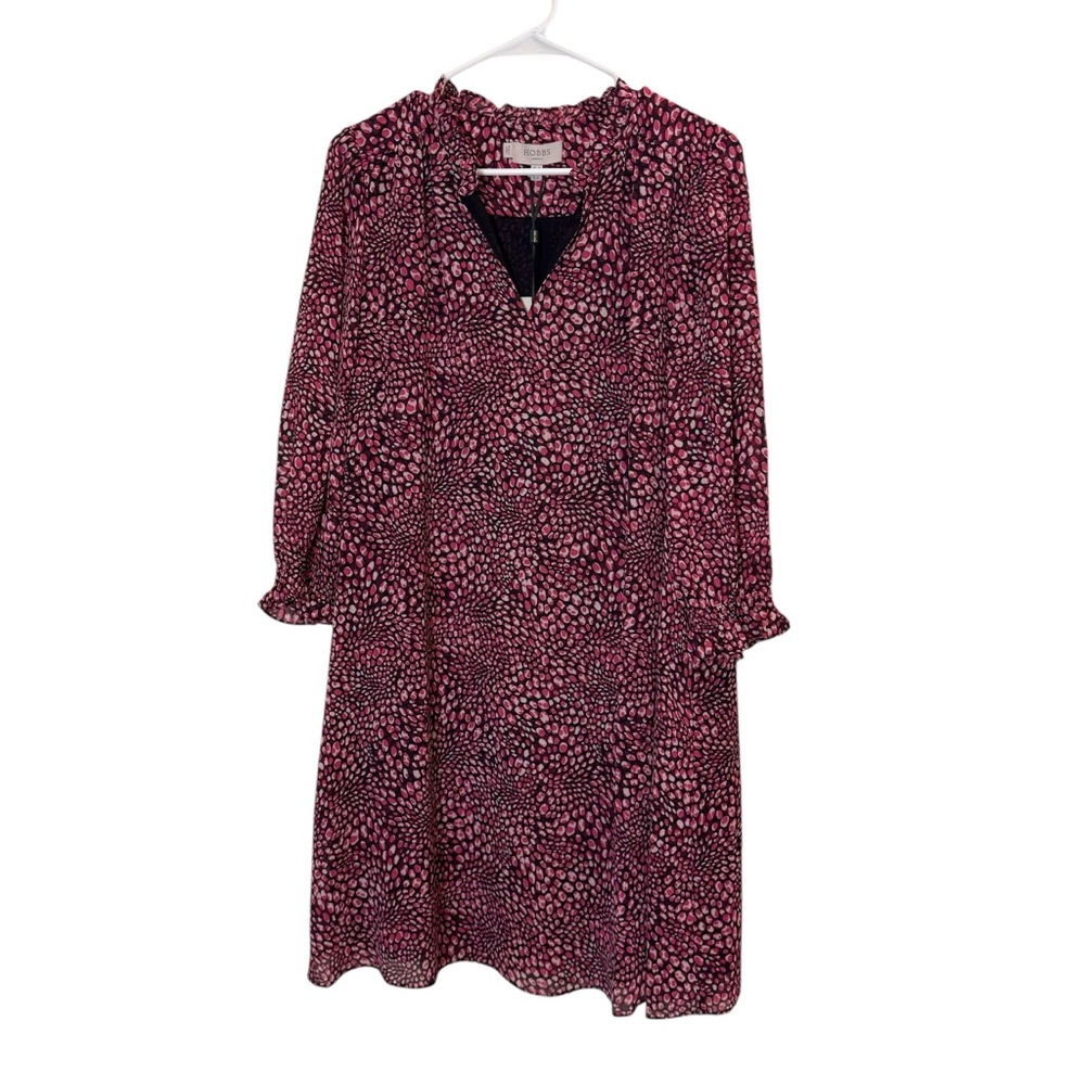 Hobbs London Women’s Stefania Midi Dress Minimalist Abstract Print sz 8